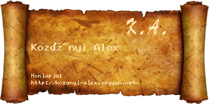 Kozányi Alex névjegykártya