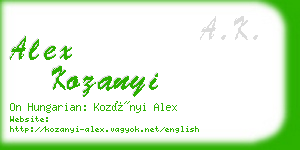 alex kozanyi business card